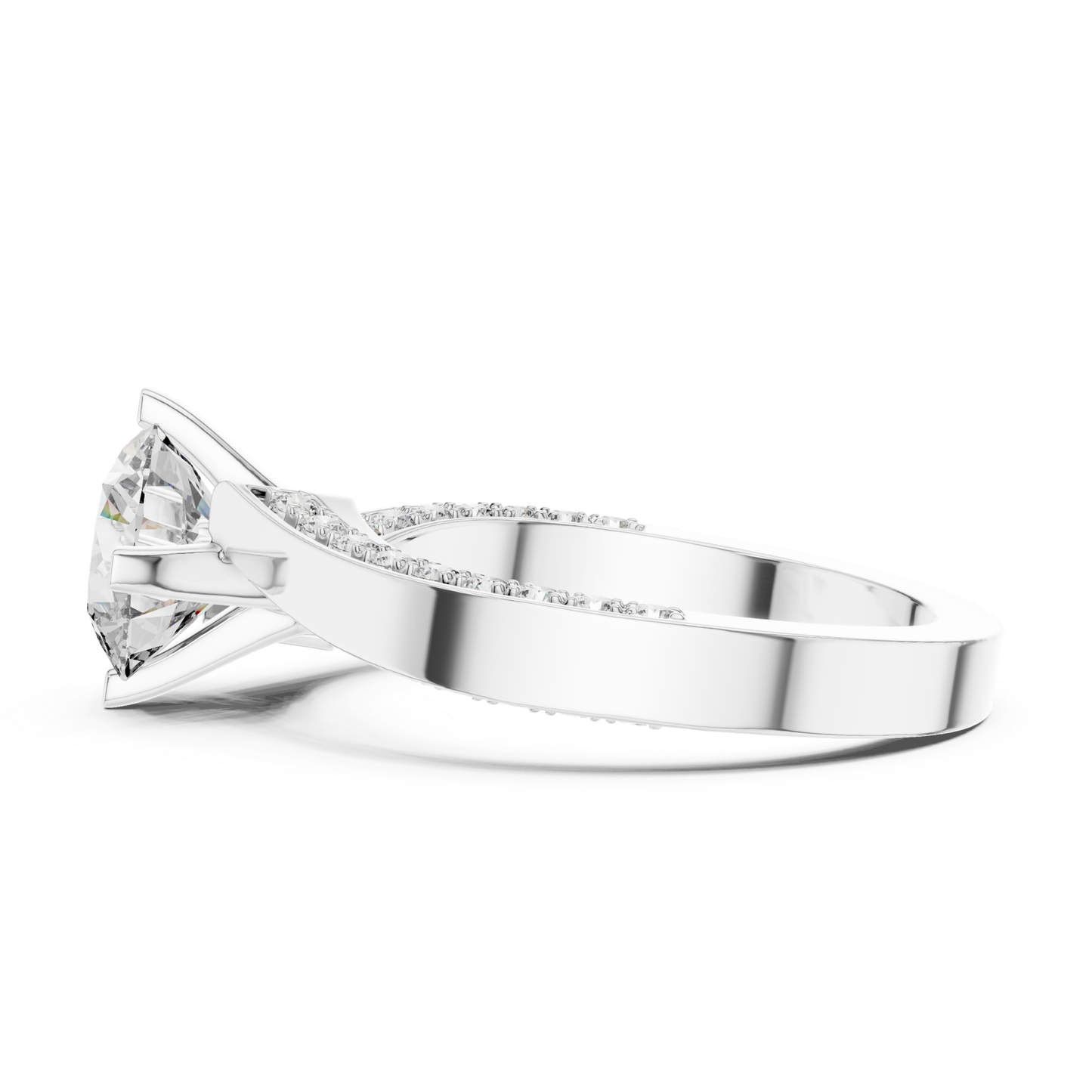 Round Cut Diamond Bypass Engagement Ring | Modern Luxury Style