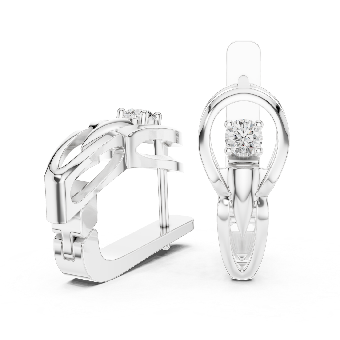 Oval Open Frame Diamond Hoop Earrings | Minimal Modern Elegance