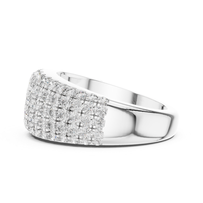 Luxury Multi Row Diamond Ring | Round Brilliant Sparkle