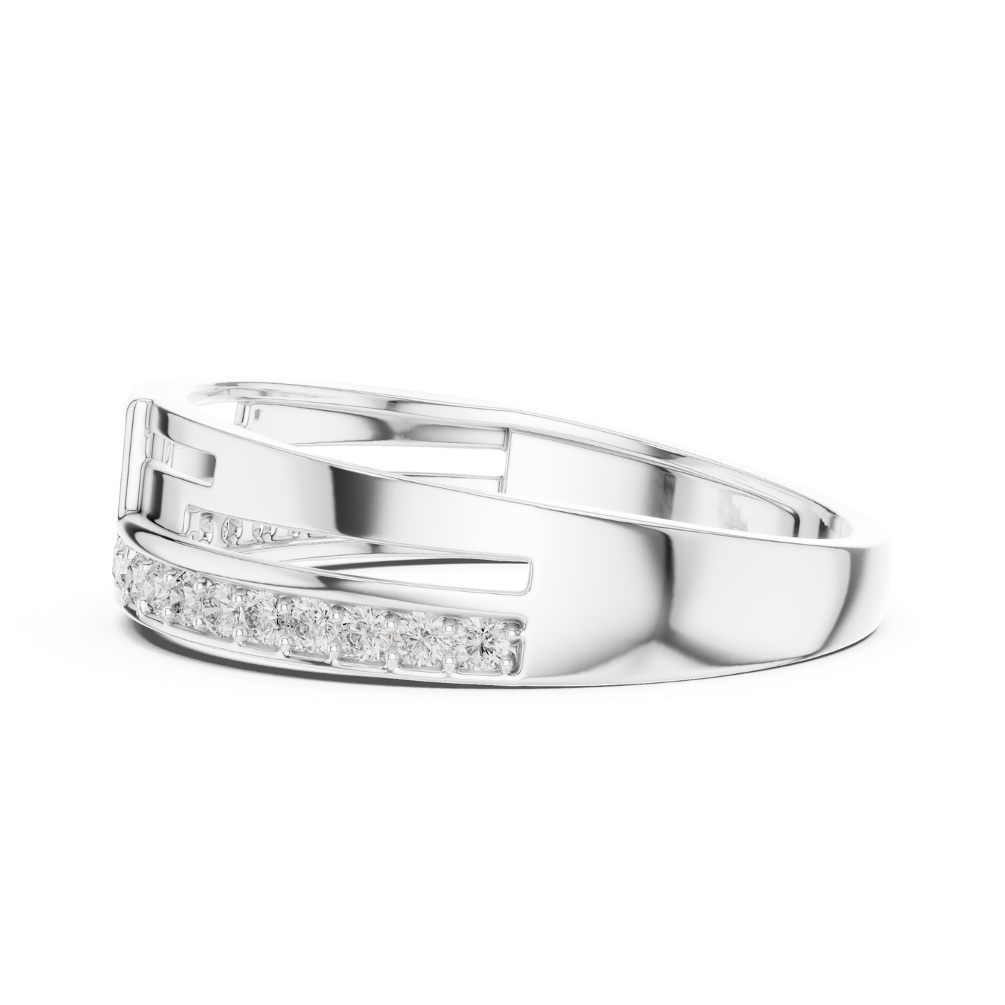 Round Diamond Channel Set Wedding Band | Modern Luxury Style