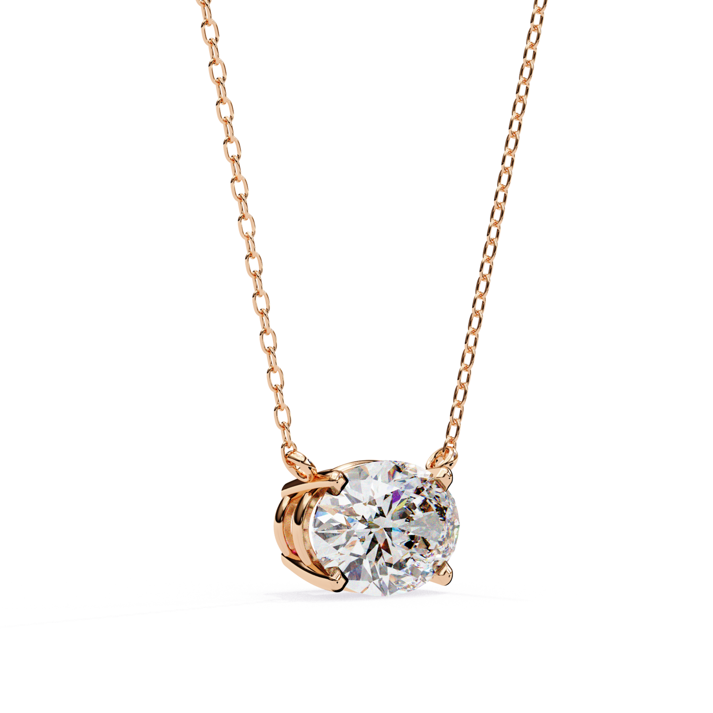 Oval Cut Lab Grown Diamond Pendant With Chain