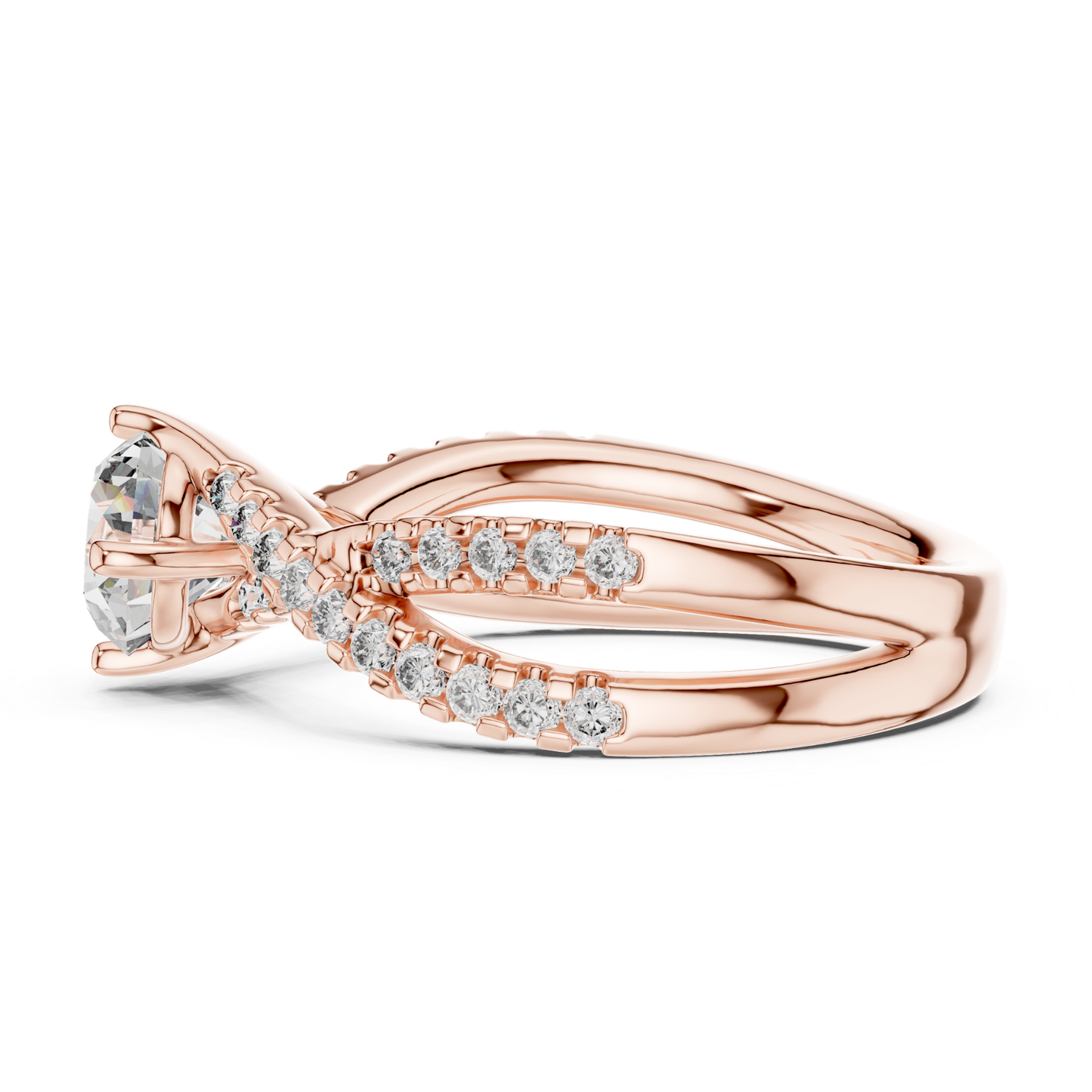 Round Cut Diamond Criss Cross Engagement Ring | Luxury Bridal Style