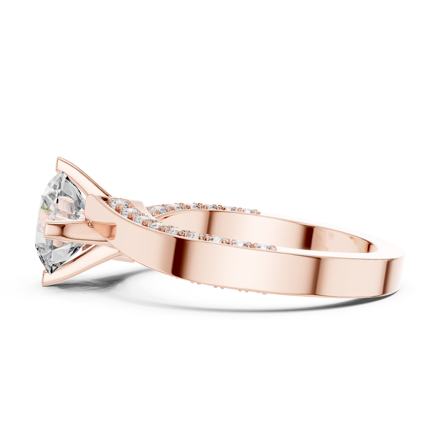 Round Cut Diamond Bypass Engagement Ring | Modern Luxury Style
