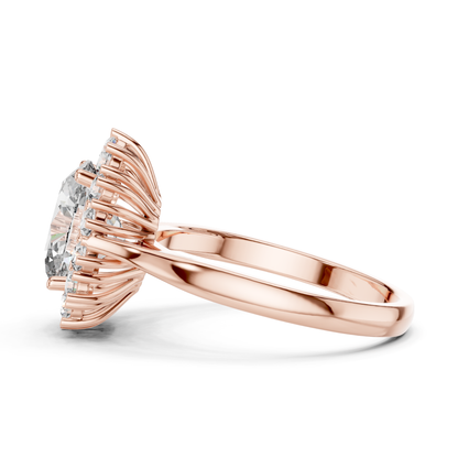 Oval Cut Halo Diamond Rings | Luxury Yellow Gold Statement Style