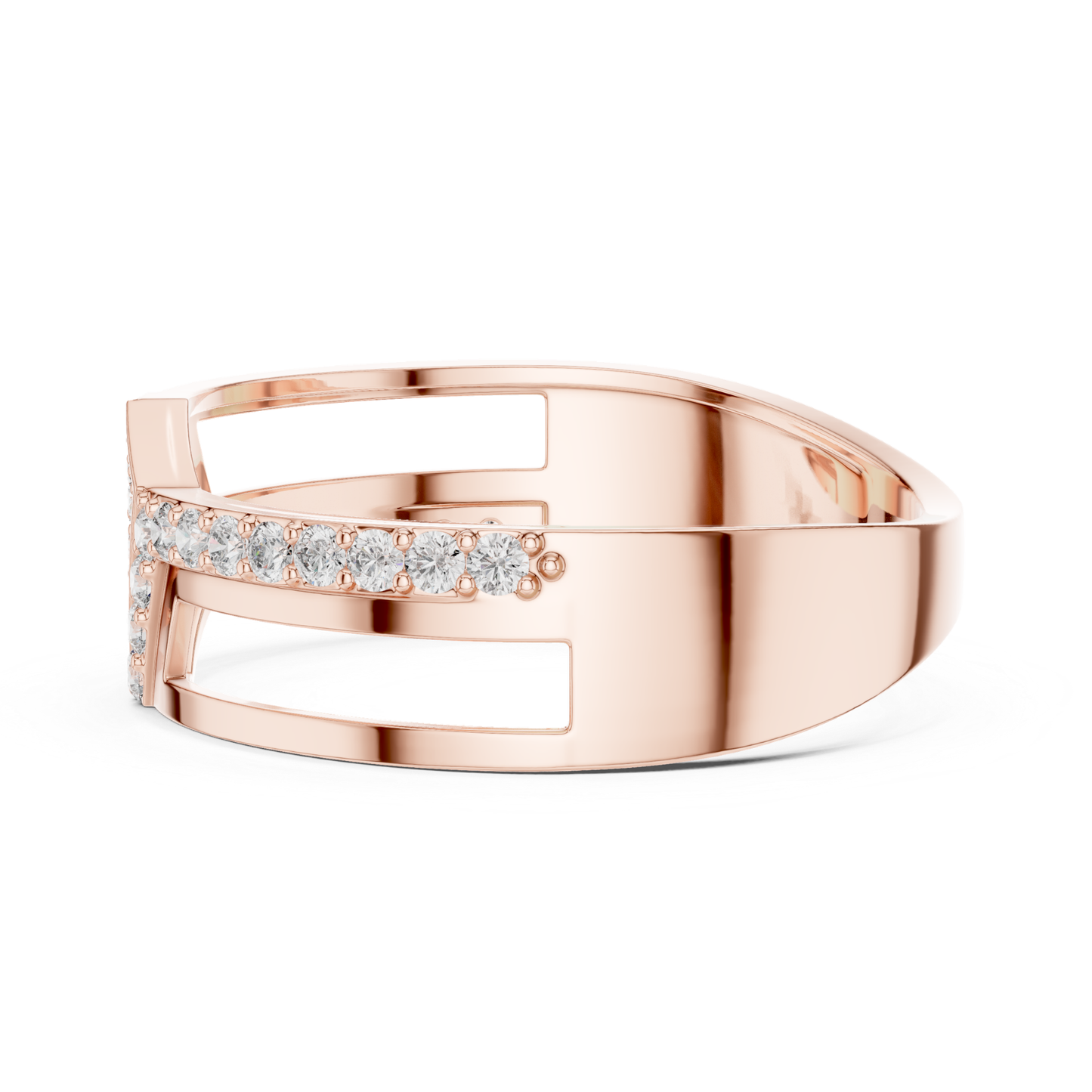 Luxury Geometric Diamond Open Ring | Modern White Gold Style