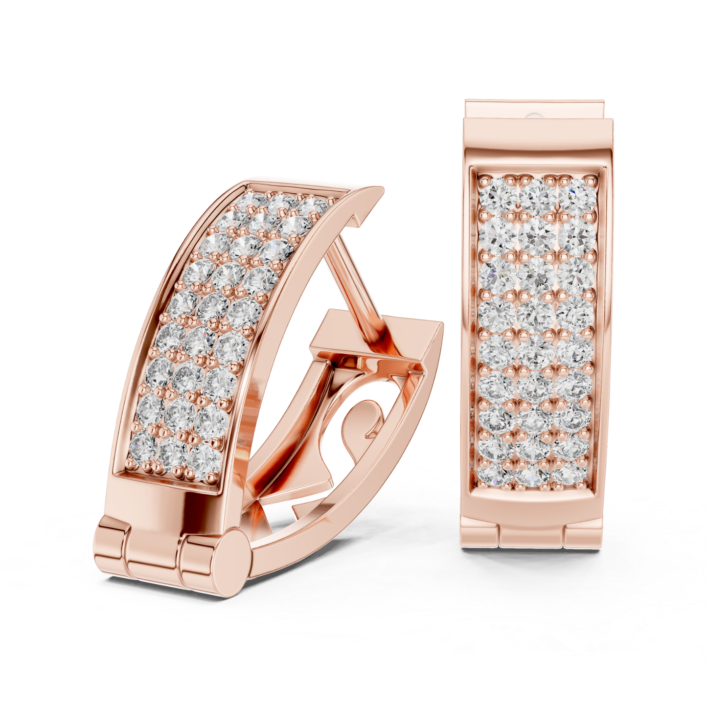 Rectangular Pave Diamond Hoop Earrings | Modern Luxe Brilliance
