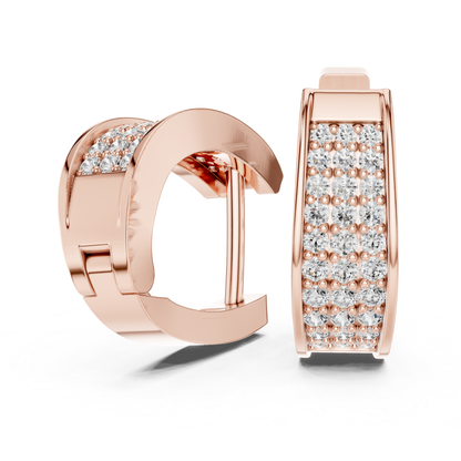 Rectangular Diamond Hoop Earrings with Multi Row Brilliance | Modern Radiance