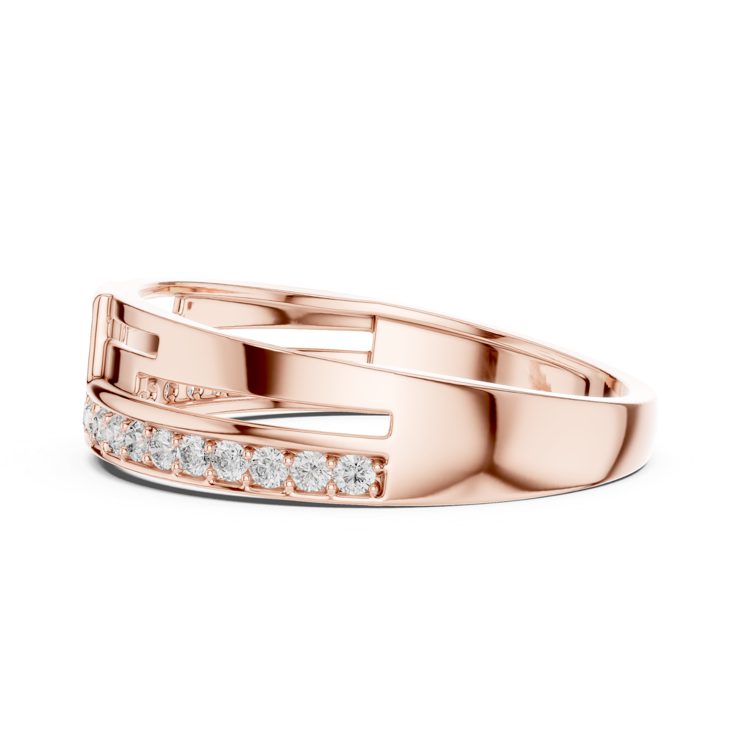 Round Diamond Channel Set Wedding Band | Modern Luxury Style