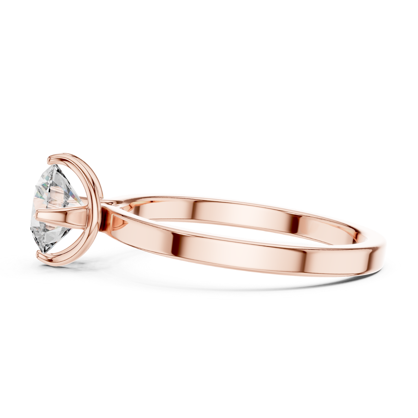 Round Diamond Heart Prong Ring | 18K Gold Fine Jewelr