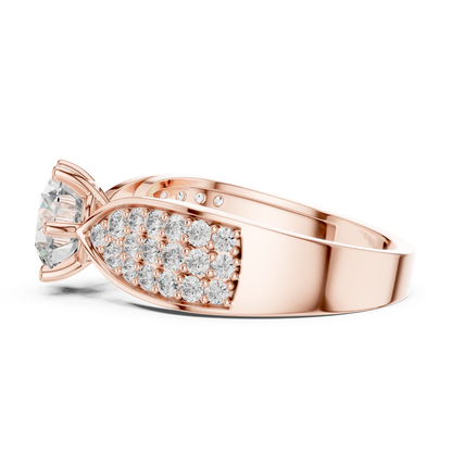 Round Cut Diamond Ring with Wide Pave Shoulders | Bold & Brilliant