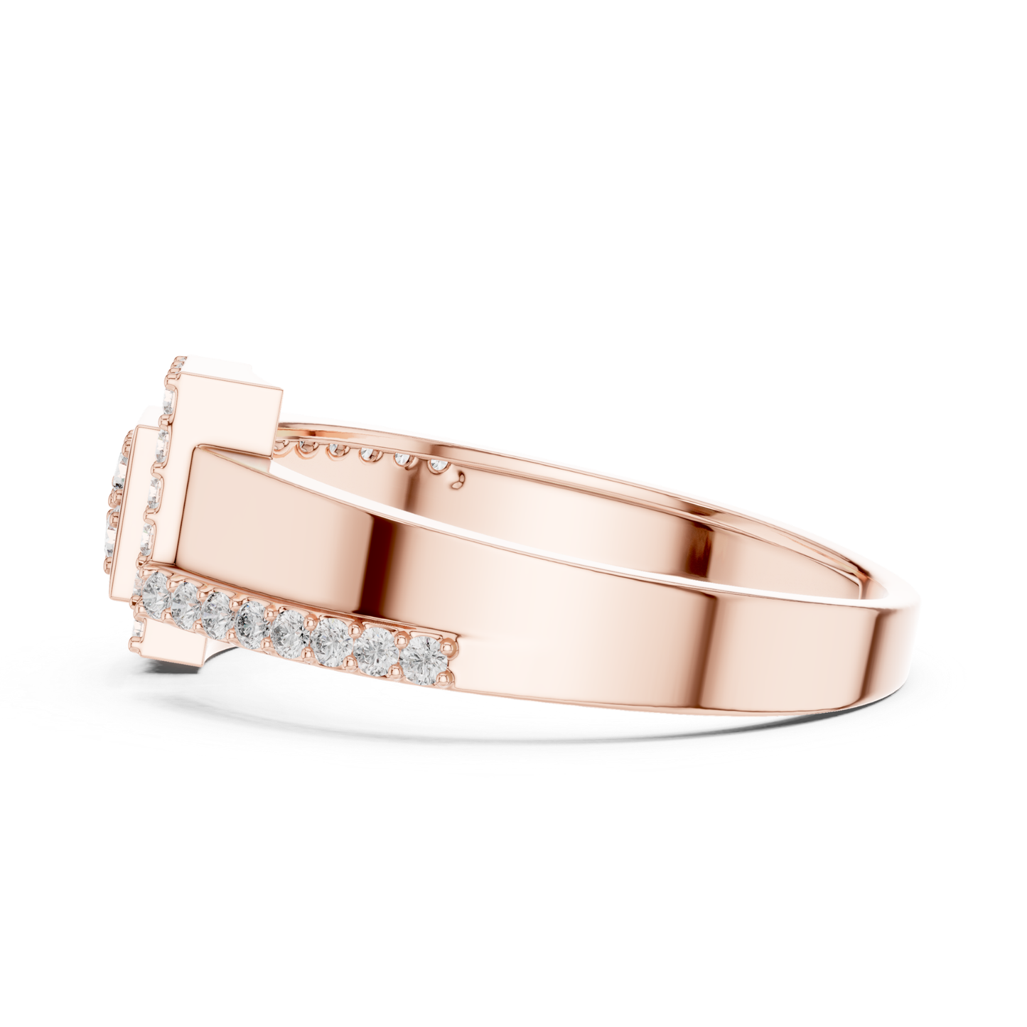 Round Diamond Geometric Square Ring | Modern Luxury Style