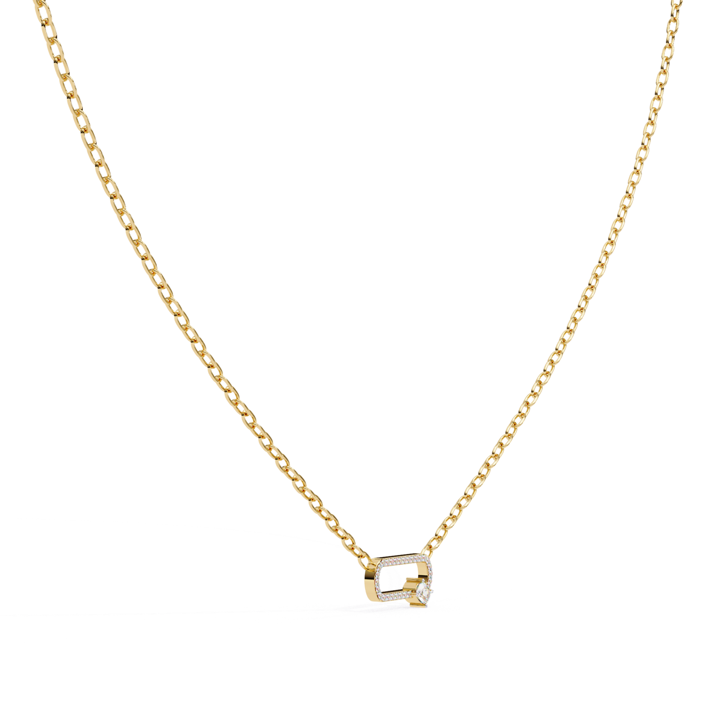 Cushion Cut Lab Grown Diamond Link Pendant With Chain | 18K
