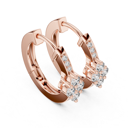 Floral Diamond Hoop Earrings with Round Brilliant Cluster Detail | Eternal Bloom