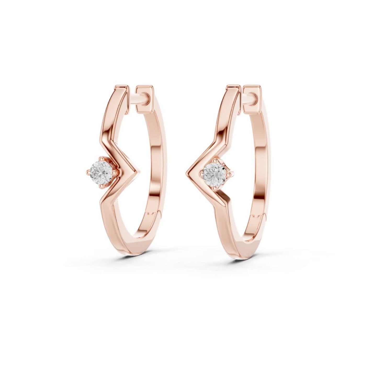 Modern Zigzag Diamond Hoop Earrings with Minimal Elegance | Luxury Jewelry