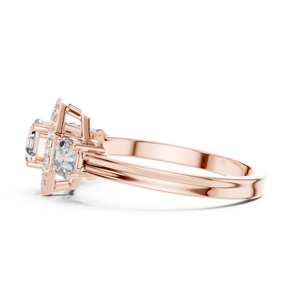 Octagon Halo Three Diamond Band Ring | Eight Sides of Brilliance