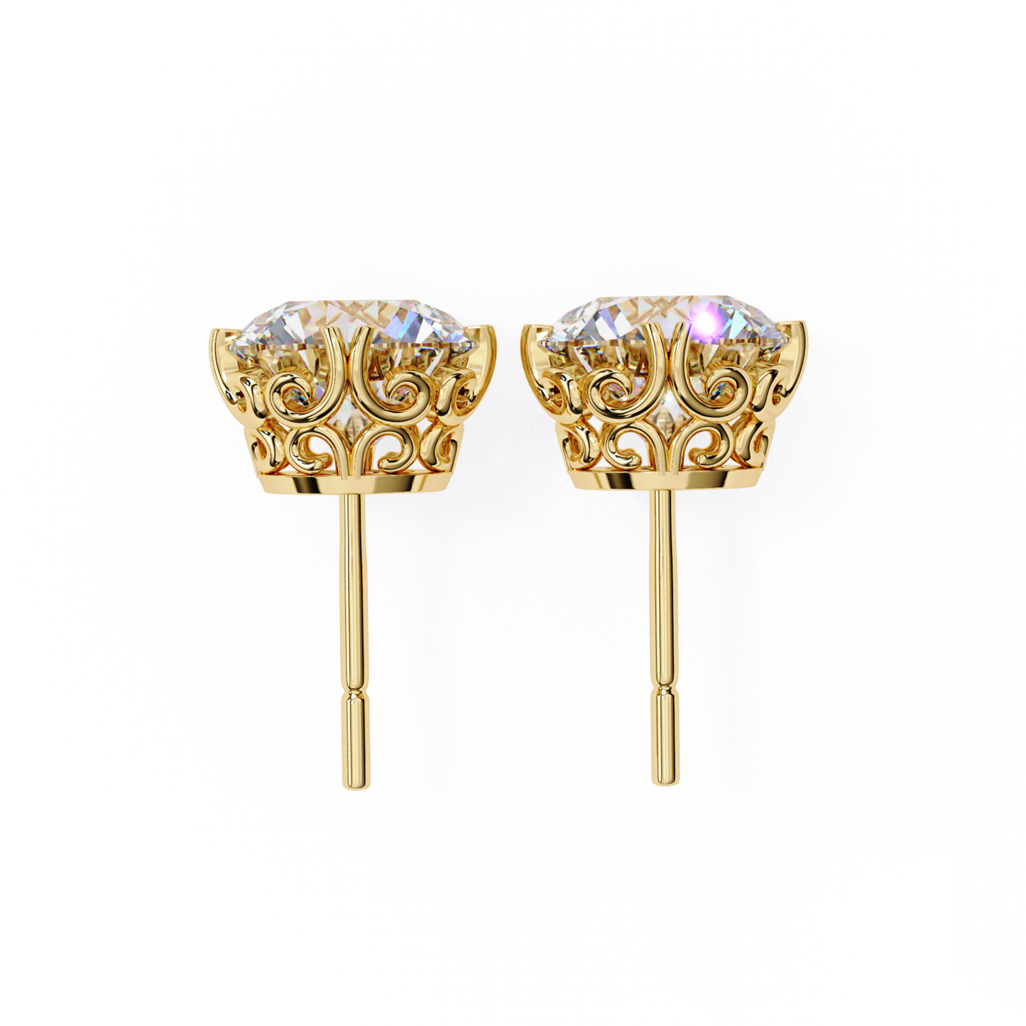 Golden Fleur Lab Grown Diamond Stud Earrings