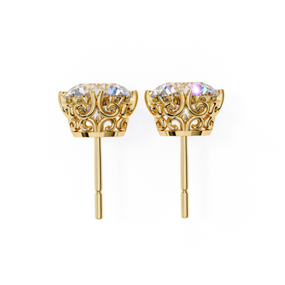 Golden Fleur Lab Grown Diamond Stud Earrings