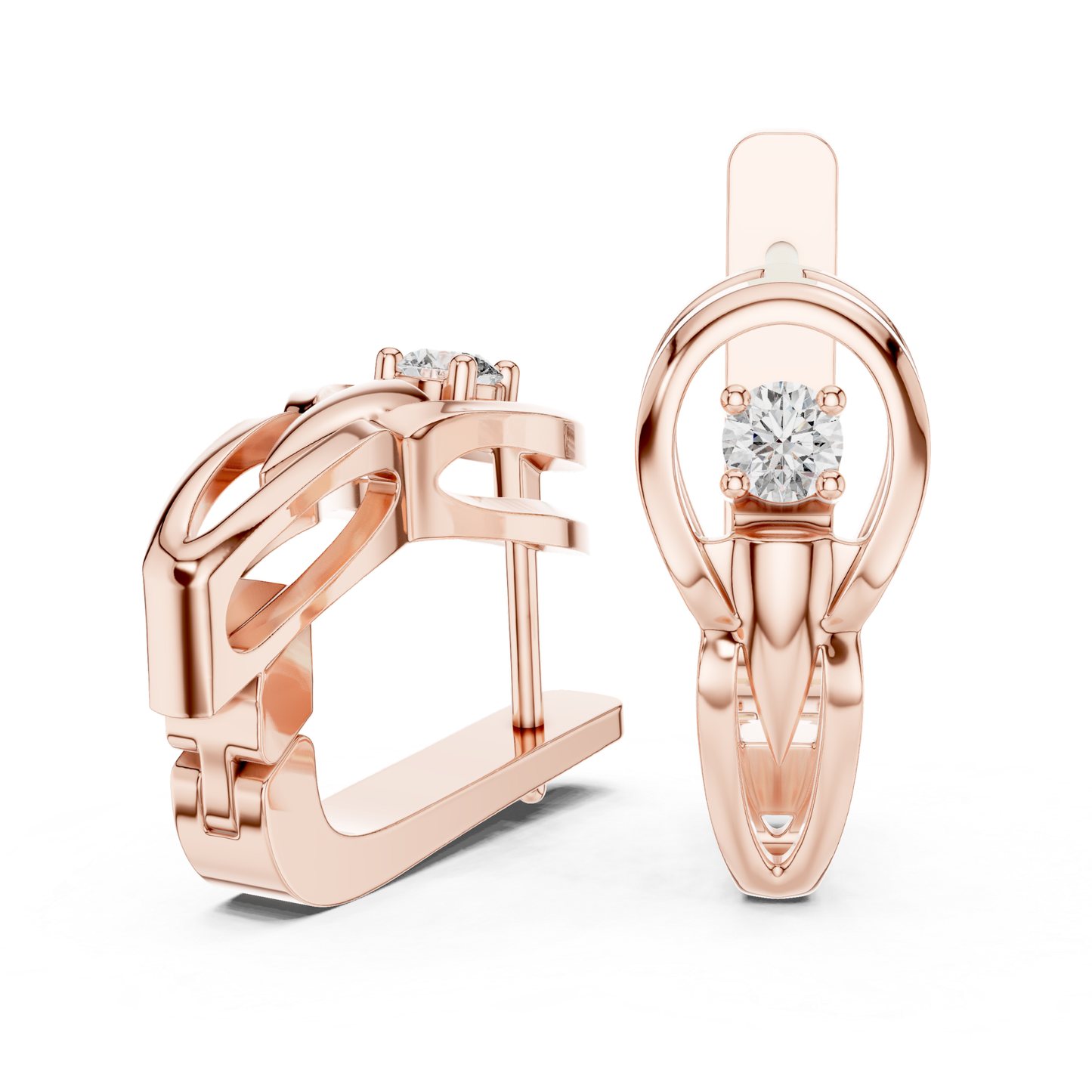 Oval Open Frame Diamond Hoop Earrings | Minimal Modern Elegance
