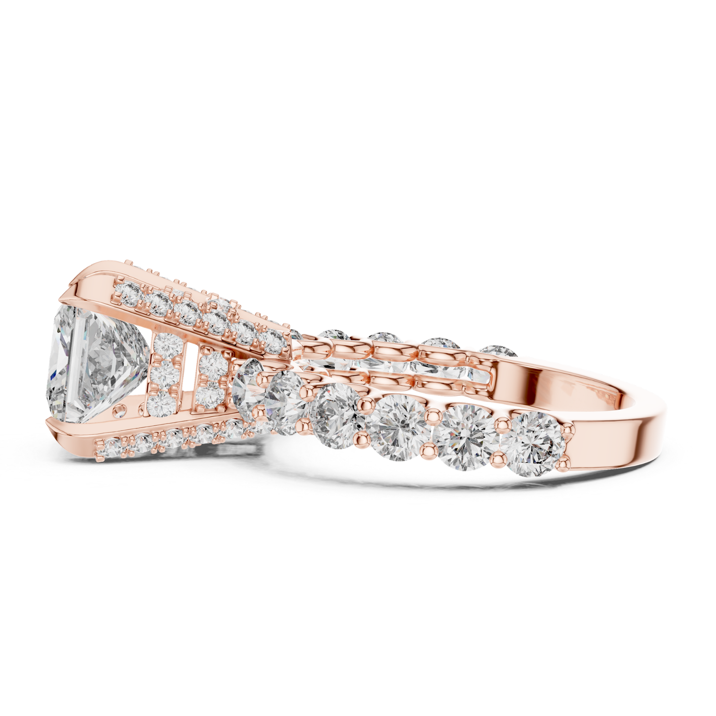 Princess Cut Diamond Ring with Pave Band | Royal Reign of Brilliance