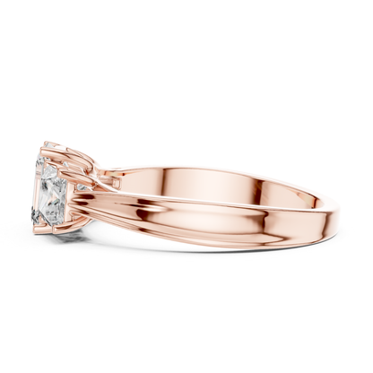 Emerald Center Three Diamond Band Ring | Royally Green & Brilliant