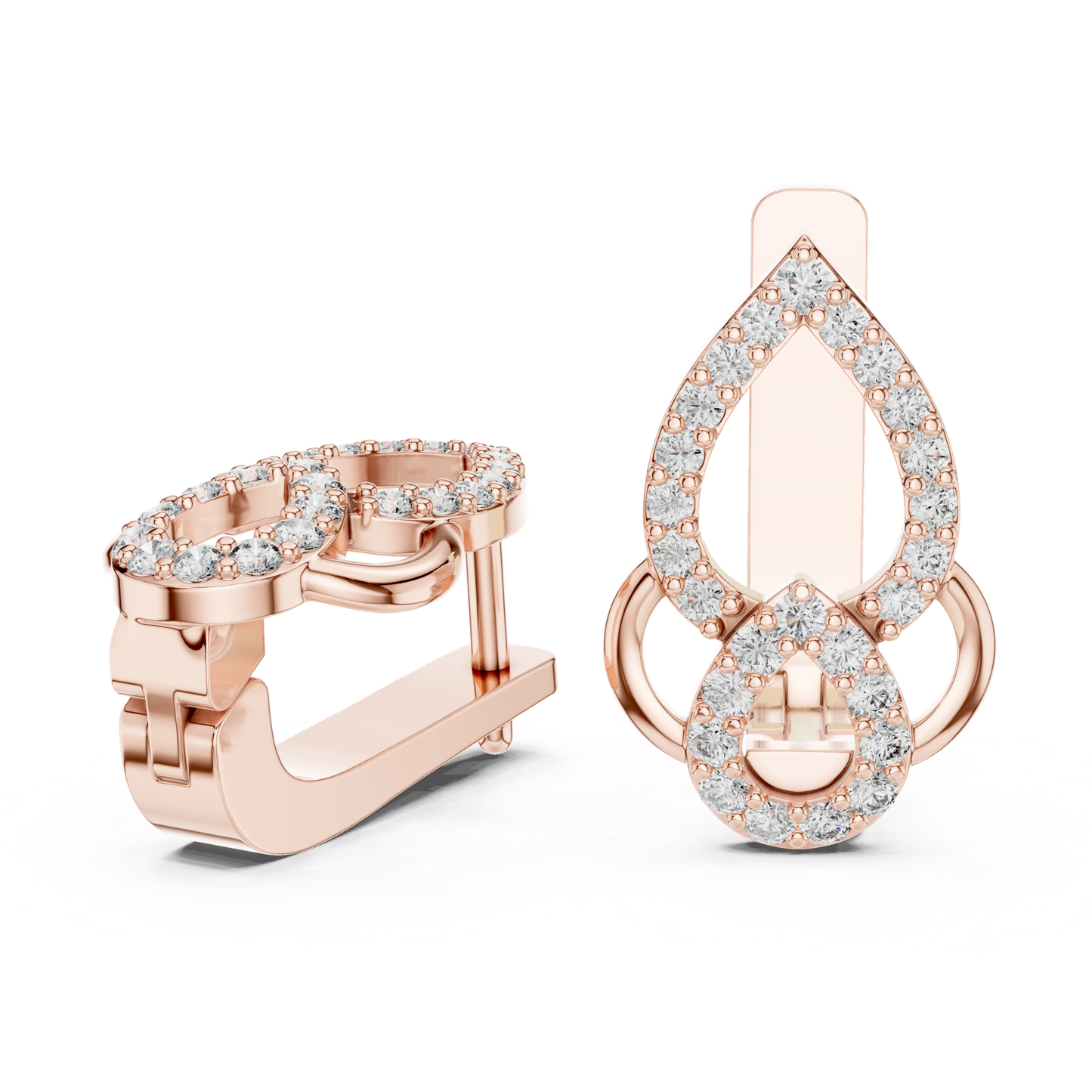 Elegant Diamond Drop Earrings with Teardrop Openwork Luxury