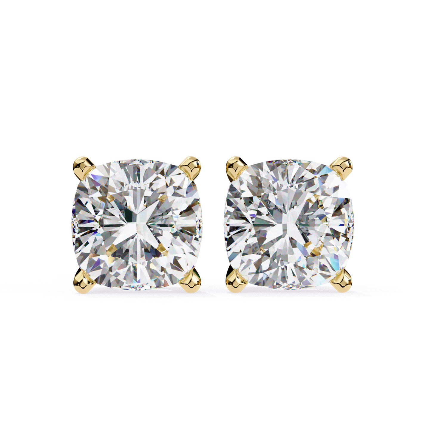 Pure Glow Laborgezüchtete Diamantkissen-Ohrstecker | Feines 18K Gold