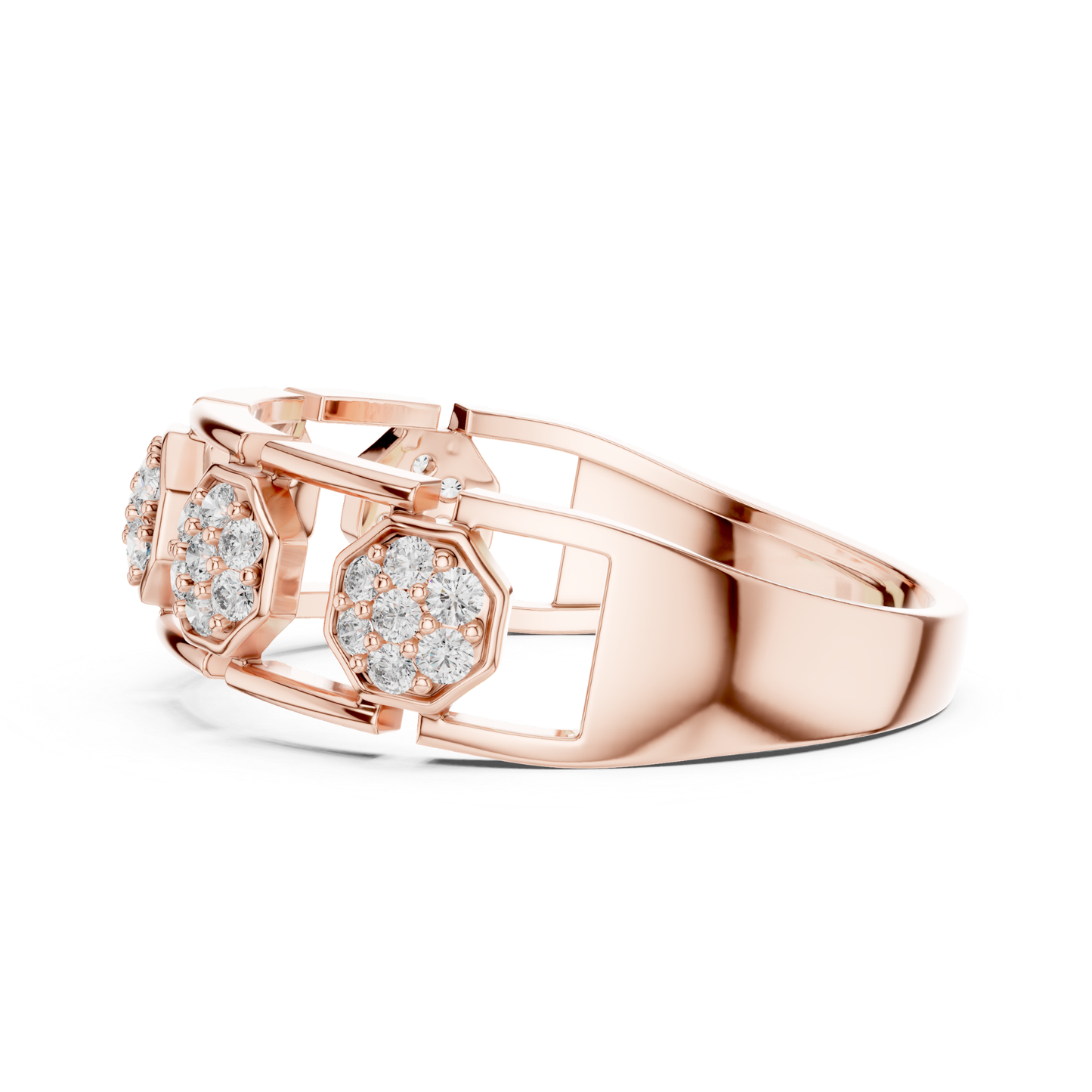Octagon Shape Round Diamond Band | Modern Luxury Jewelry Style