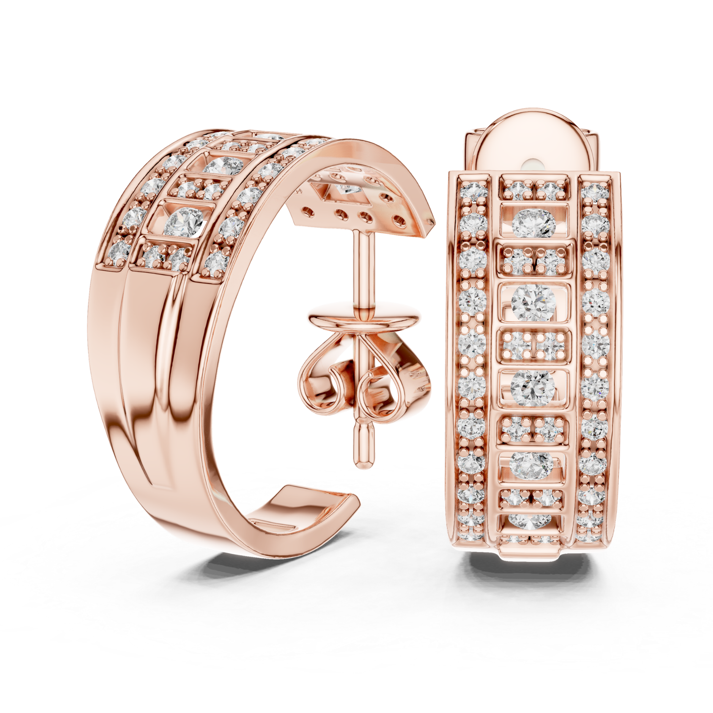 Geometric Diamond Hoop Earrings with Round Brilliant Details | Modern Luxe