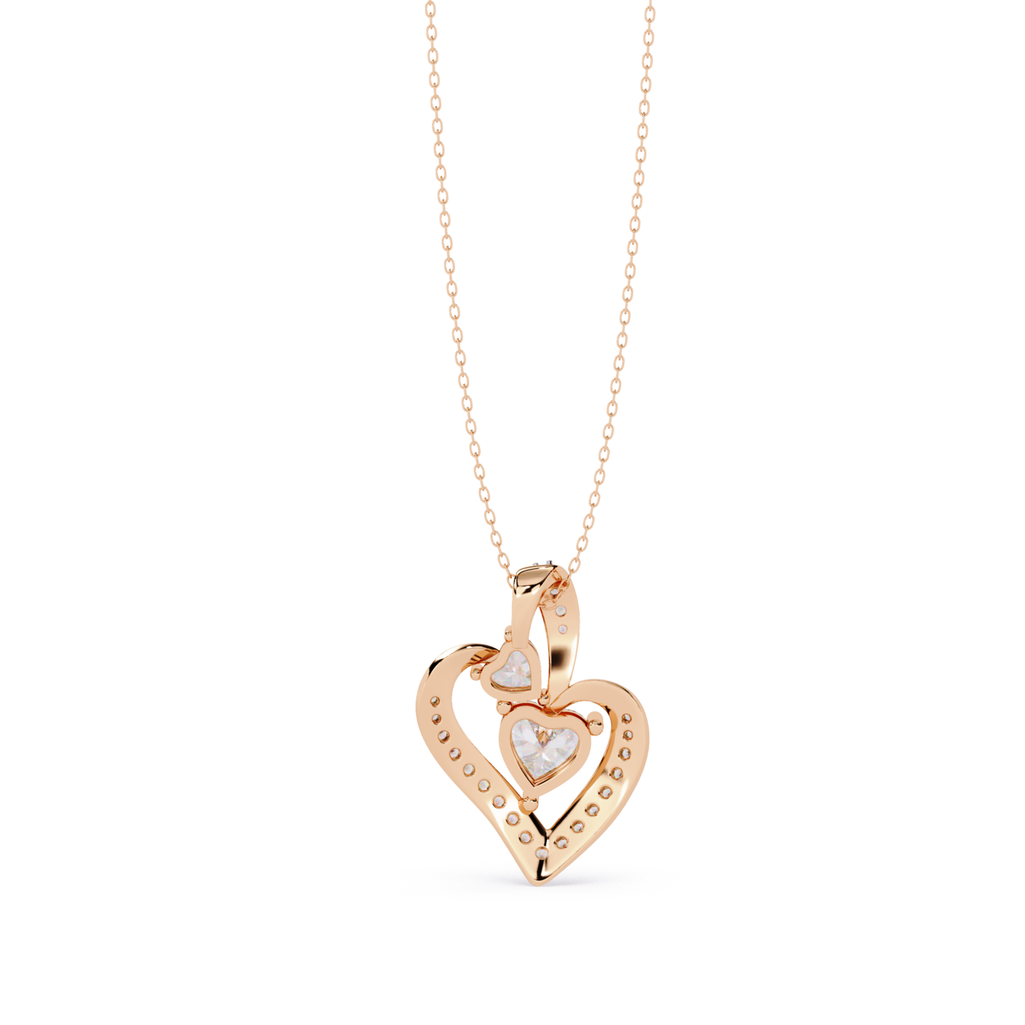 Double Heart Diamond Pendant with Accent Stone