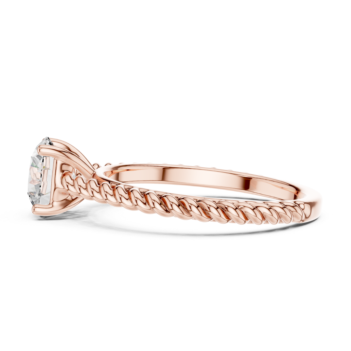 Round Diamond Rope Band Ring | 18K Gold Fine Jewelry