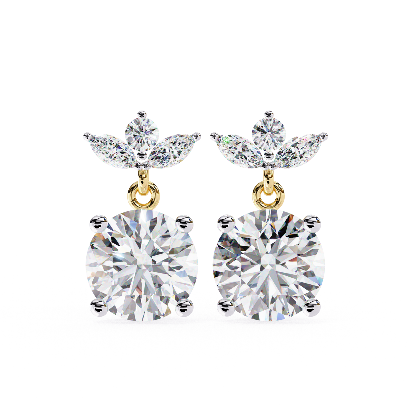 Diamond Leaf Drop Lab Grown Earrings