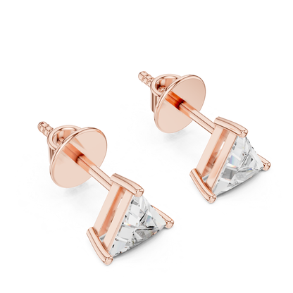 Trillion Cut Diamond Stud Earrings with Prong Setting | 18K
