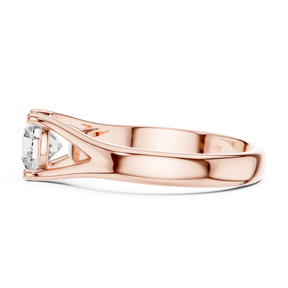 Round Diamond V Shape Band Ring | 18K Gold Fine Jewelry