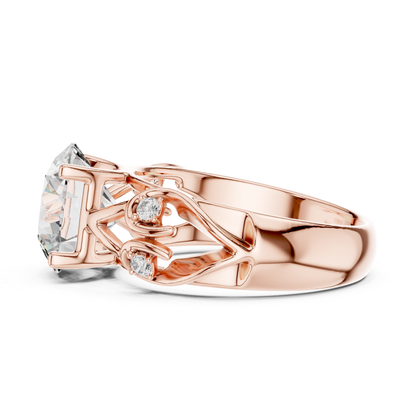 Round Cut Diamond Ring with Detailed Band | Every Detail Shines