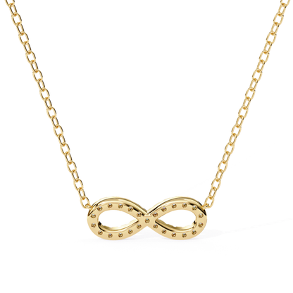 Gold infinity necklace on Yellow Gold