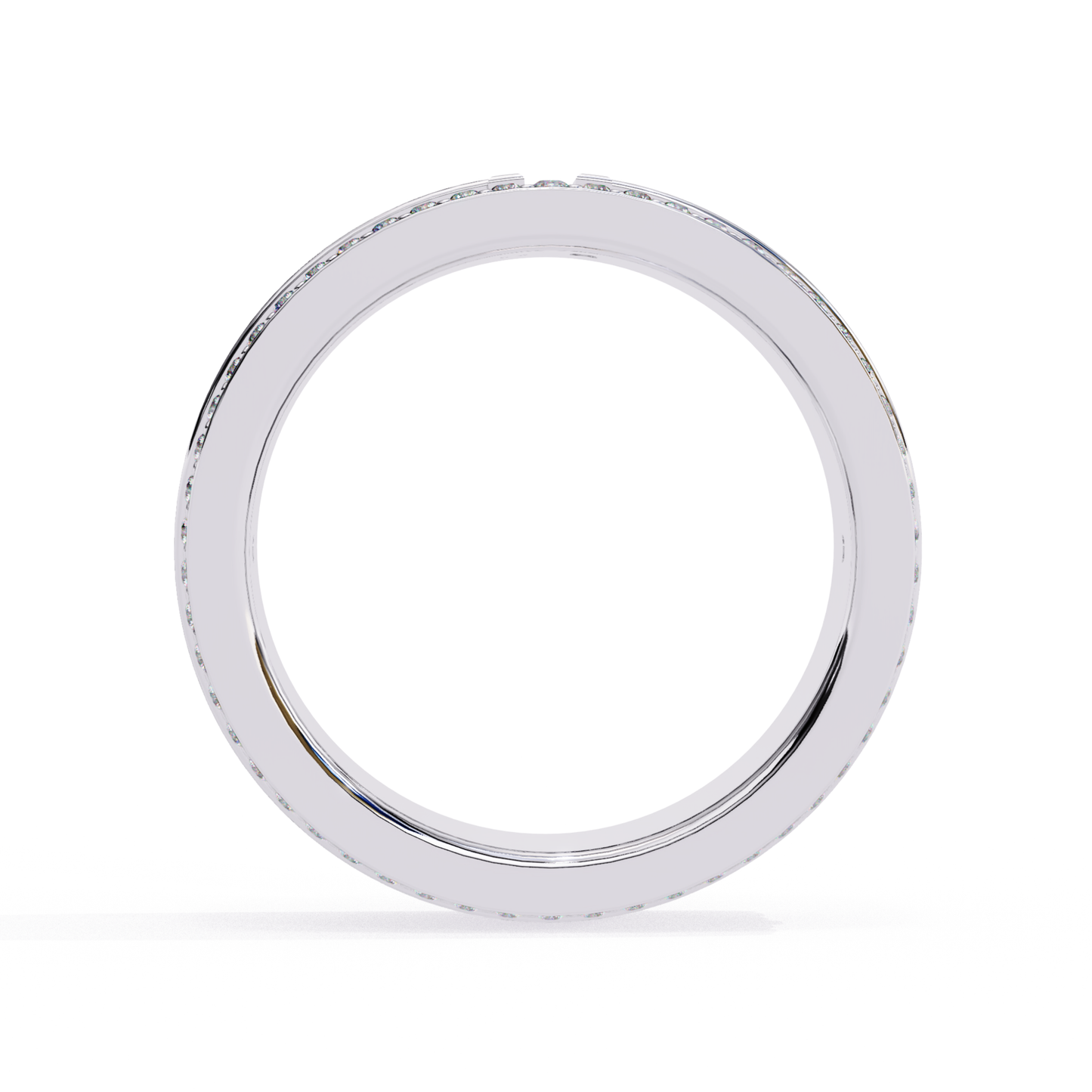 Back view of diamond edge band in white gold
