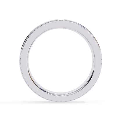 Back view of diamond edge band in white gold