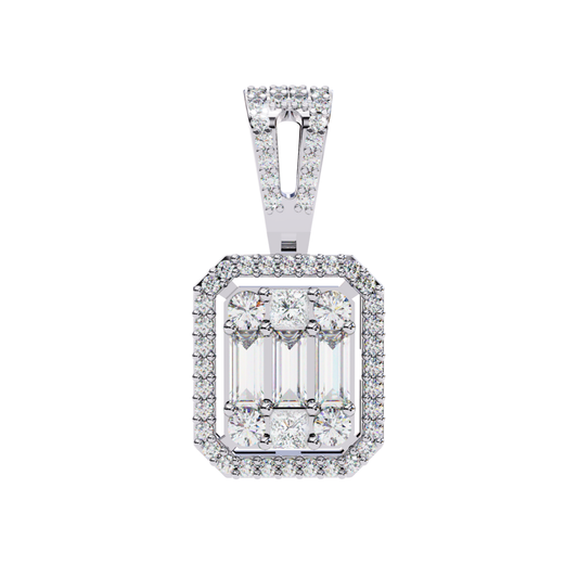 White gold style cluster diamond pendant