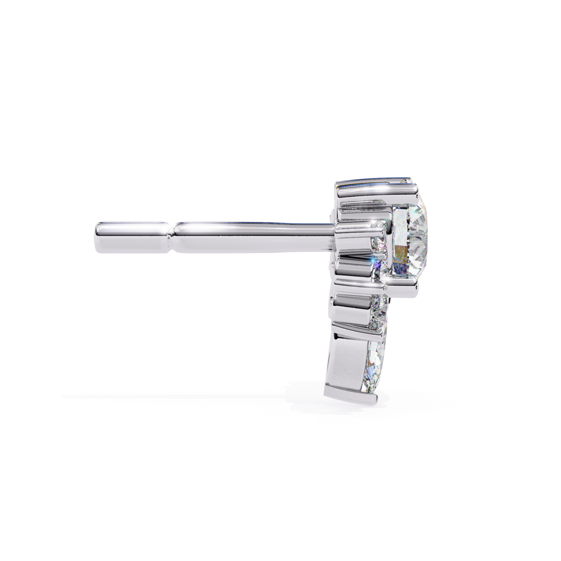 Stunning white-gold stud earrings adorned with sparkling diamonds in a clean, sophisticated arrangement.