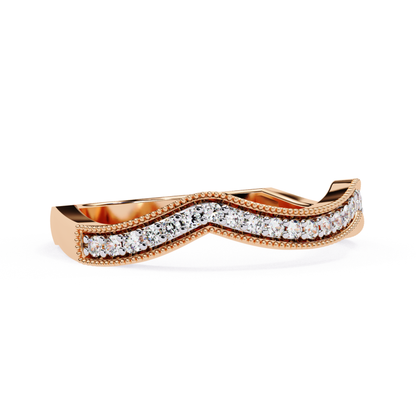 Contour diamond band in rose gold Side View