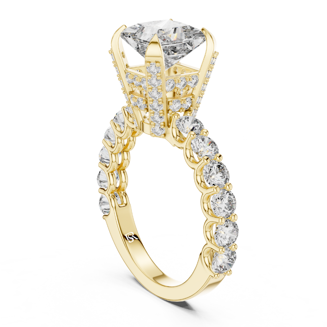 Princess cut diamond gold ring front view
Diamond ring with side stone band gold finish
Luxury princess cut diamond ring close view
Gold diamond ring detailed side setting
Princess cut diamond ring premium finish
Diamond ring with round side stones
Gold engagement style diamond ring
High quality princess cut diamond ring
Diamond ring elegant band design
Gold diamond ring studio image