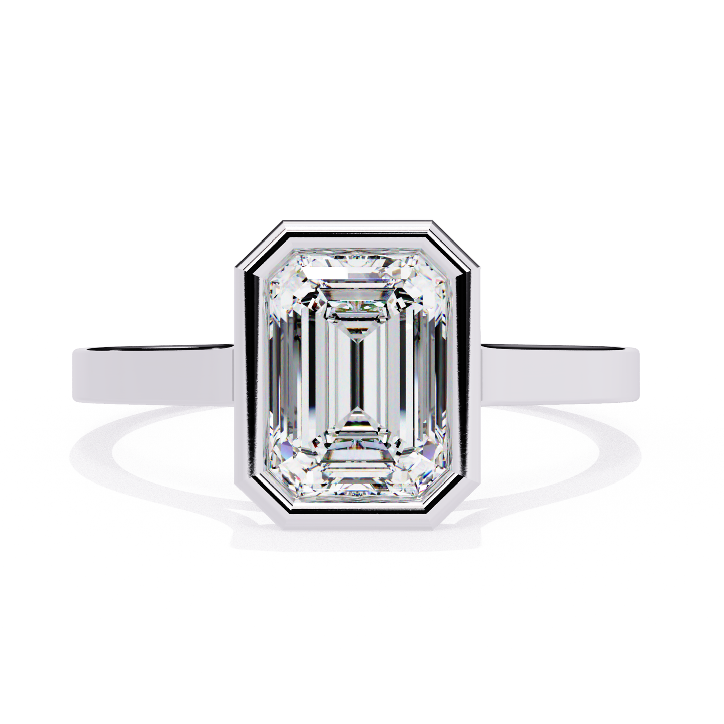Emerald cut diamond ring front
White metal emerald diamond ring
Emerald diamond solitaire ring
Rectangular diamond engagement ring
Emerald diamond ring clean look
White band emerald diamond ring
Emerald cut diamond jewelry piece
Minimal emerald diamond ring
Emerald diamond ring studio image
Modern emerald cut diamond ring