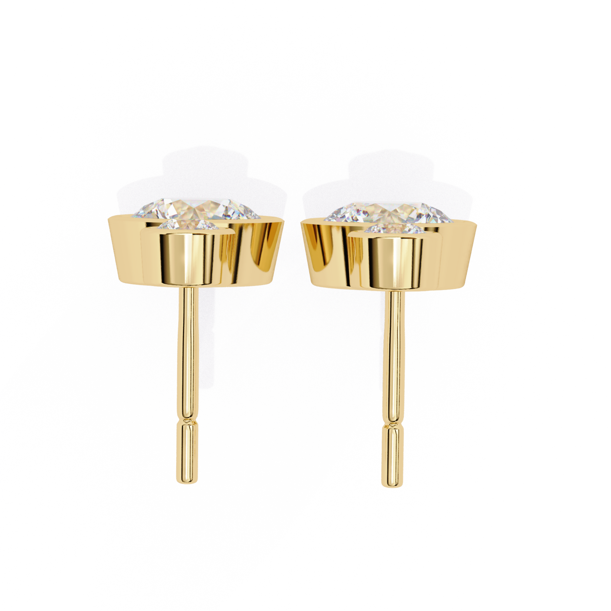Elegant yellow gold diamond stud earrings featuring a brilliant round-cut diamond in a classic, timeless setting for a sophisticated look.