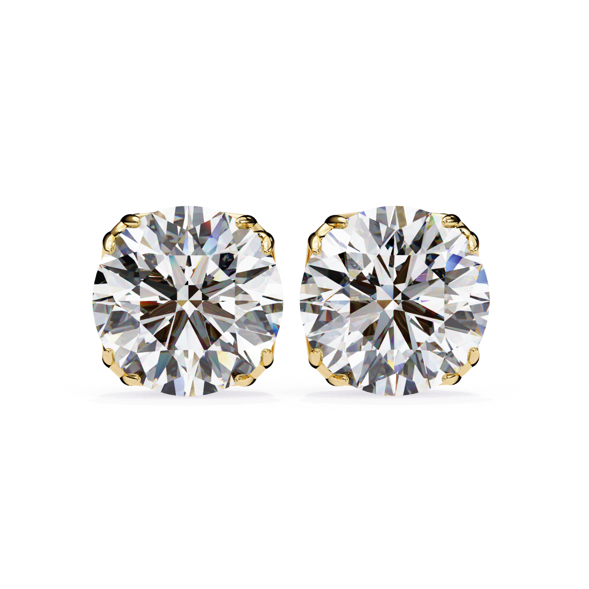 Pair of diamond stud earrings on a white background