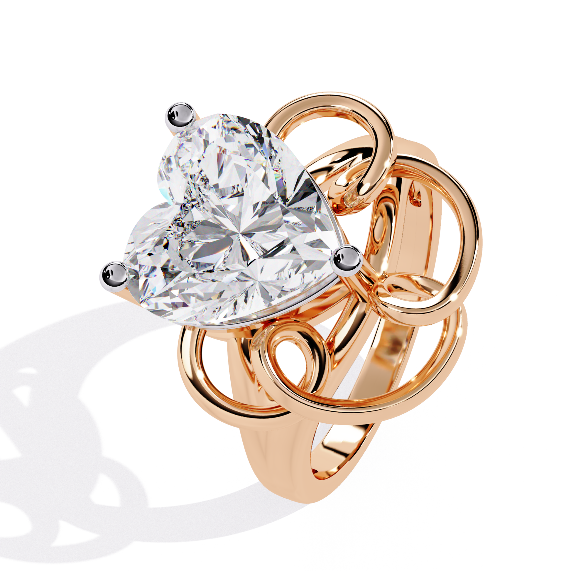 Heart diamond rose gold ring artistic design
Heart shape diamond rose gold ring close view
Heart diamond ring rose gold swirl band
Heart cut diamond rose gold ring detail view
Heart diamond rose gold ring modern style
Heart shape diamond ring rose gold setting
Heart diamond rose gold ring unique band
Heart diamond ring rose gold side angle
Heart shape diamond rose gold ring center stone
Heart diamond rose gold ring luxury design