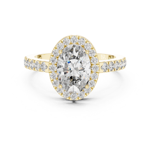 Oval diamond halo ring front view
Oval center diamond with round halo
Diamond halo engagement ring
Oval cut diamond ring design
Halo diamond ring with accent band
Oval diamond ring top view
Round diamonds halo ring
Engagement ring with oval diamond
Diamond halo ring close view
Oval diamond ring detailed setting