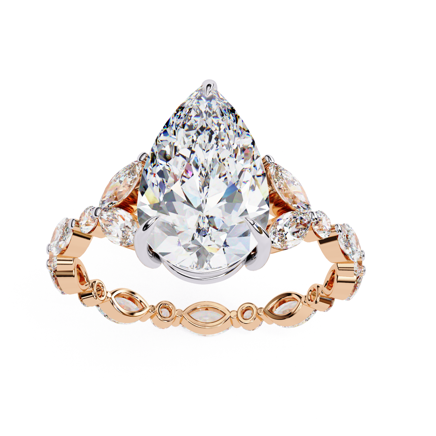 Pear diamond with halo in rose gold
Rose gold ring with pear diamond
Halo ring with pear diamond
Pear diamond in rose gold
Elegant pear diamond ring
Rose gold band with pear diamond
Halo ring with pear-shaped diamond
Pear diamond in rose gold band
Rose gold pear diamond halo
Pear diamond engagement ring