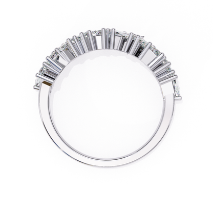 Top inside view of princess cut diamond band in white gold