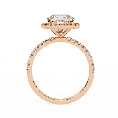 Cushion Crown Diamond Ring in Rose Gold
