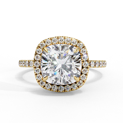 Cushion Crown Diamond Ring in Yellow Gold